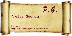 Pleitz György névjegykártya